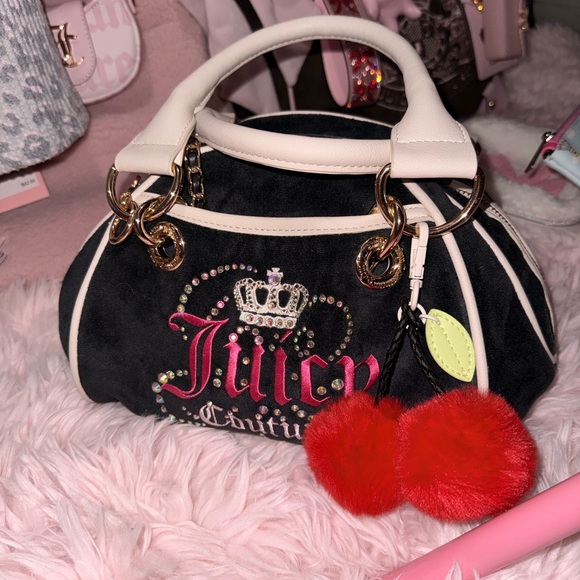 Juicy Couture Dreamy Black and White Satchel with Pink Accents - Picture 4 of 7